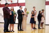 Kings Christian royalty L to R: Alexandria Mustin escorted by father, Samantha Veitia escorted by father, Schuyler Sparks escorted by sister, and Jared Tejada escorted by mother.